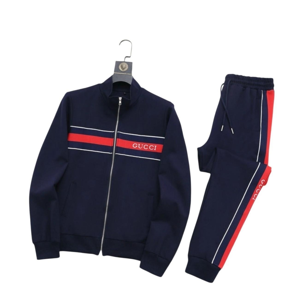 Gucci Navy Tracksuit with Red Stripes